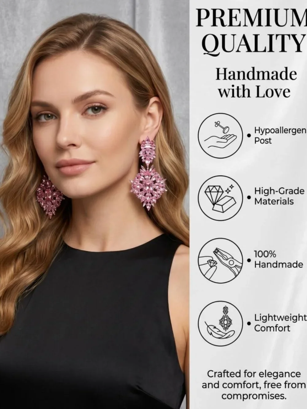 Trendy Silver Chandelier Earrings, Oversized Crystal Rhinestone Statement